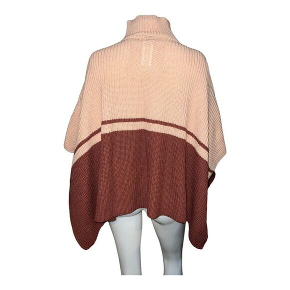 Save the Ocean Sustainable Color Block Pullover Turtleneck Poncho Blush Pink NWT - Picture 3 of 8